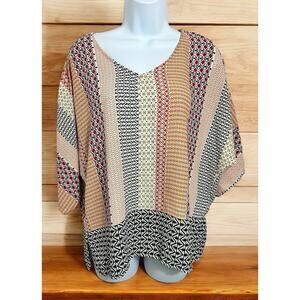 Forever 21 Boho Loose Blouse Sz Small Dolman 3/4 Sleeve Bohemian Top